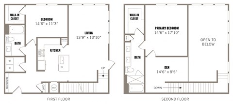 Floor plan for 2 beds, 2 baths, 1661 sqft
